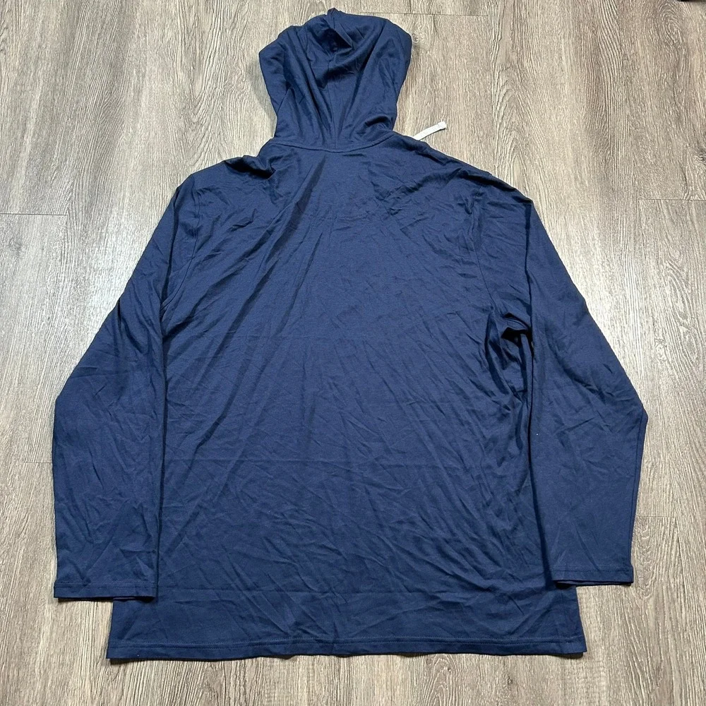 Polo Ralph Lauren Supreme Comfort Hoodie XL Navy Blue Long Sleeve Cotton T-Shirt - Picture 3 of 7